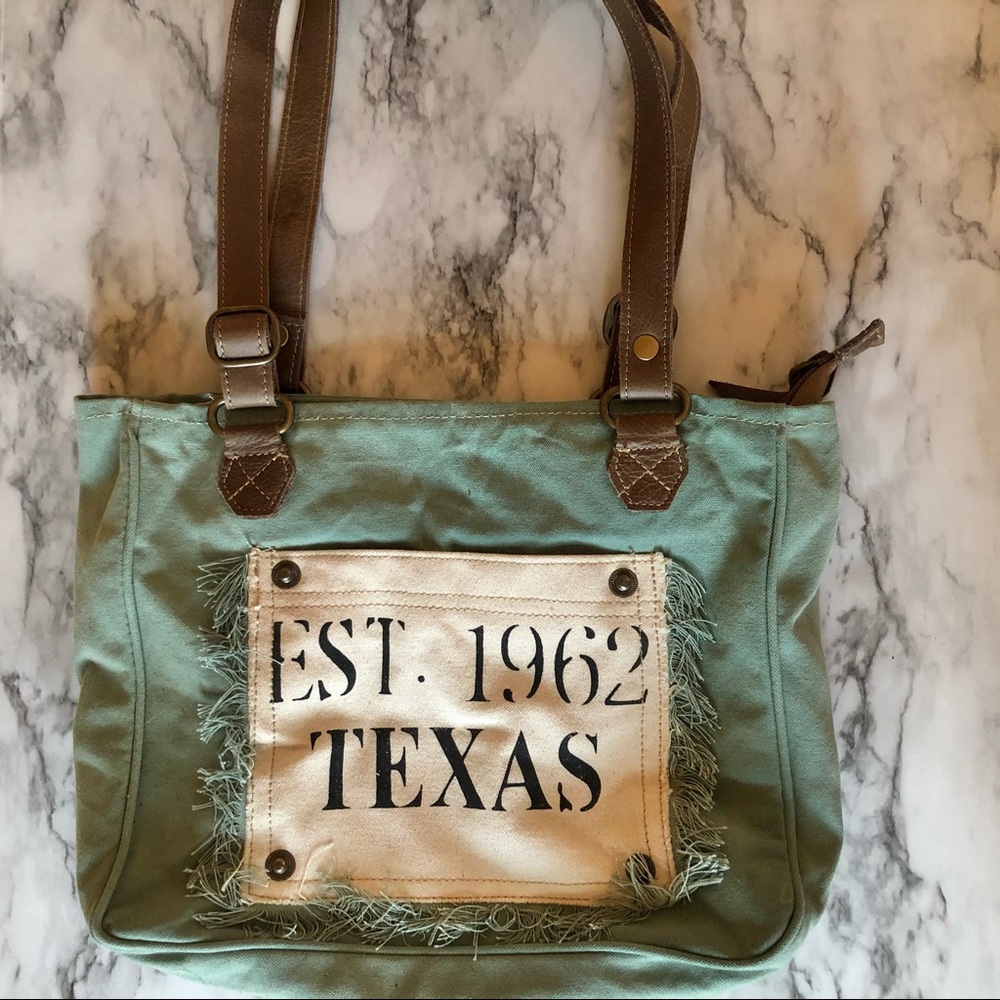 Mineral green upcycled canvas Myra bag